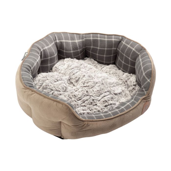 Petface Bamboo Grey Check Oval Dog Bed Large